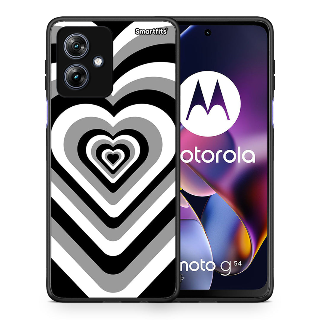 Θήκη Motorola Moto G54 Black Hearts από τη Smartfits με σχέδιο στο πίσω μέρος και μαύρο περίβλημα | Motorola Moto G54 Black Hearts case with colorful back and black bezels