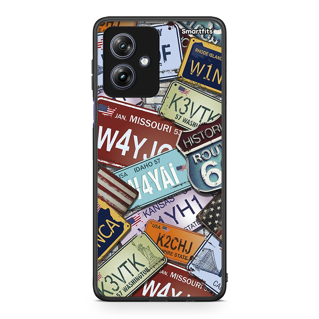 Motorola Moto G54 Car Plates θήκη από τη Smartfits με σχέδιο στο πίσω μέρος και μαύρο περίβλημα | Smartphone case with colorful back and black bezels by Smartfits