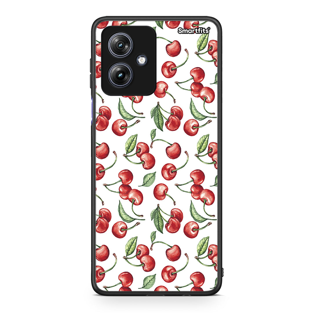 Motorola Moto G54 Cherry Summer θήκη από τη Smartfits με σχέδιο στο πίσω μέρος και μαύρο περίβλημα | Smartphone case with colorful back and black bezels by Smartfits