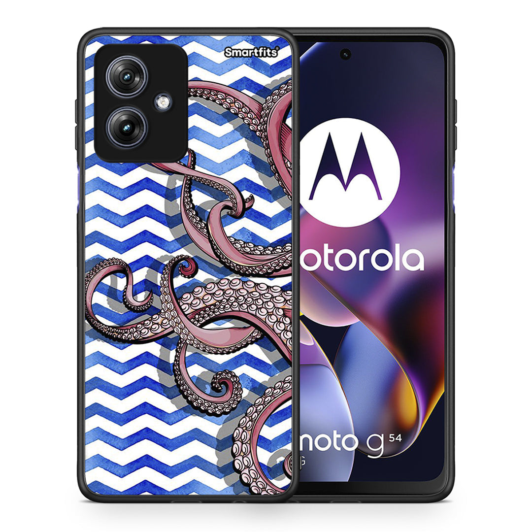 Θήκη Motorola Moto G54 Chevron Devilfish από τη Smartfits με σχέδιο στο πίσω μέρος και μαύρο περίβλημα | Motorola Moto G54 Chevron Devilfish case with colorful back and black bezels