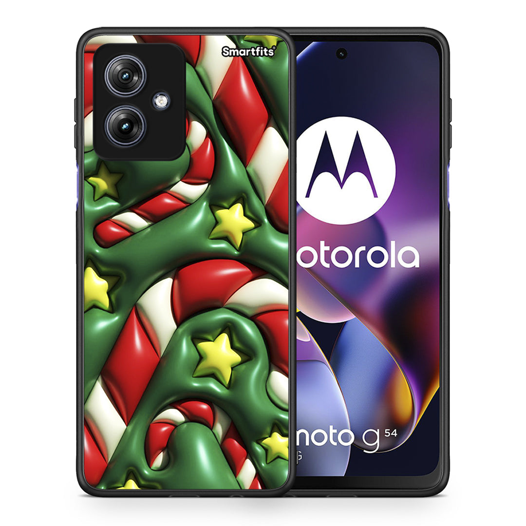 Θήκη Motorola Moto G54 Christmas Bubbles από τη Smartfits με σχέδιο στο πίσω μέρος και μαύρο περίβλημα | Motorola Moto G54 Christmas Bubbles case with colorful back and black bezels