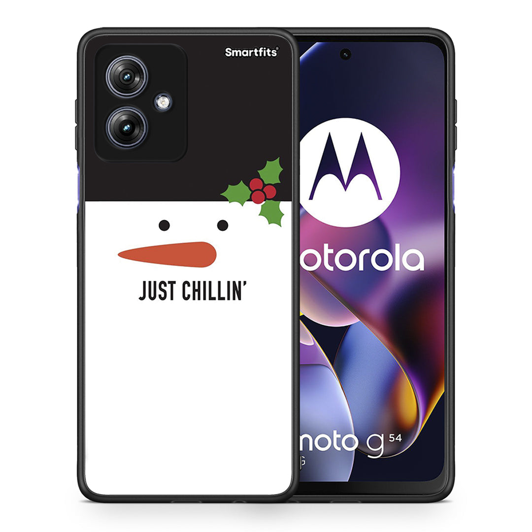 Θήκη Motorola Moto G54 Christmas Chillin από τη Smartfits με σχέδιο στο πίσω μέρος και μαύρο περίβλημα | Motorola Moto G54 Christmas Chillin case with colorful back and black bezels