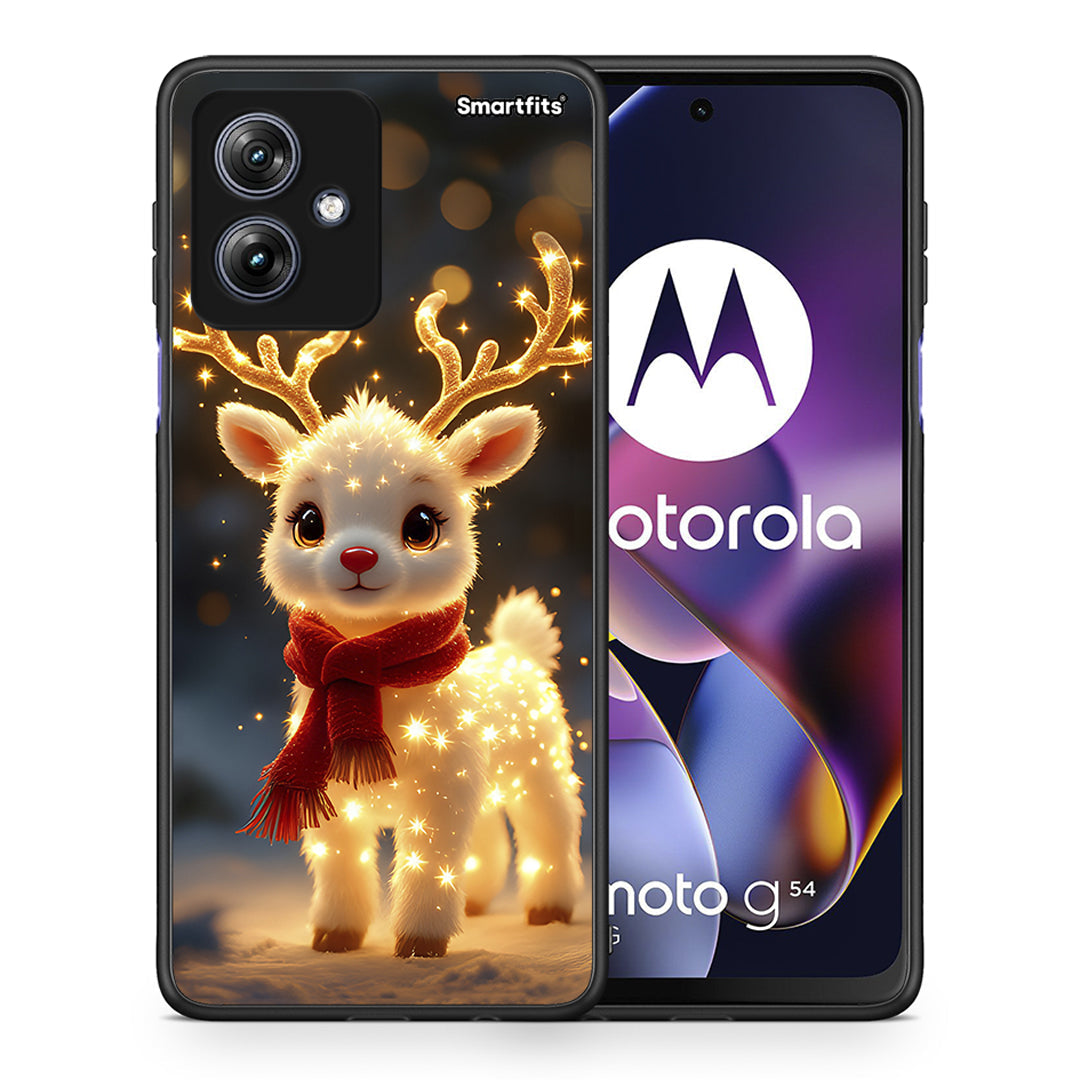 Θήκη Motorola Moto G54 Christmas Cutie από τη Smartfits με σχέδιο στο πίσω μέρος και μαύρο περίβλημα | Motorola Moto G54 Christmas Cutie case with colorful back and black bezels