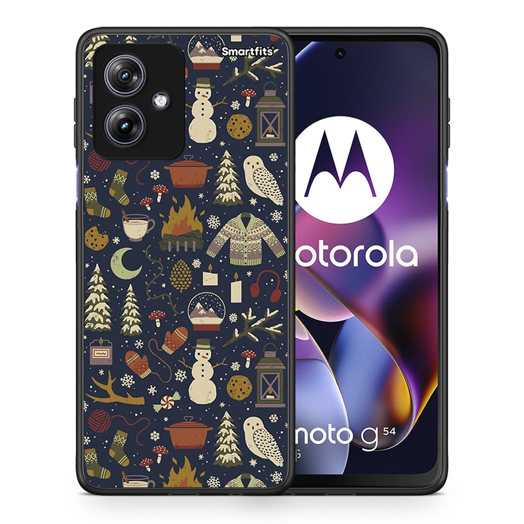 Θήκη Motorola Moto G54 Christmas Elements από τη Smartfits με σχέδιο στο πίσω μέρος και μαύρο περίβλημα | Motorola Moto G54 Christmas Elements case with colorful back and black bezels