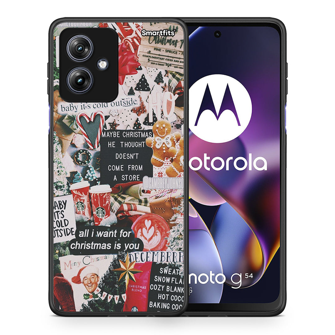 Θήκη Motorola Moto G54 Christmas Happiness από τη Smartfits με σχέδιο στο πίσω μέρος και μαύρο περίβλημα | Motorola Moto G54 Christmas Happiness case with colorful back and black bezels