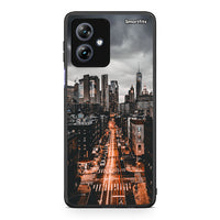 Thumbnail for Motorola Moto G54 City Lights θήκη από τη Smartfits με σχέδιο στο πίσω μέρος και μαύρο περίβλημα | Smartphone case with colorful back and black bezels by Smartfits