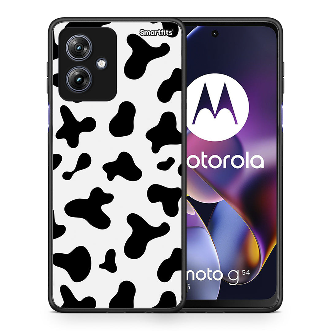 Θήκη Motorola Moto G54 Cow Print από τη Smartfits με σχέδιο στο πίσω μέρος και μαύρο περίβλημα | Motorola Moto G54 Cow Print case with colorful back and black bezels