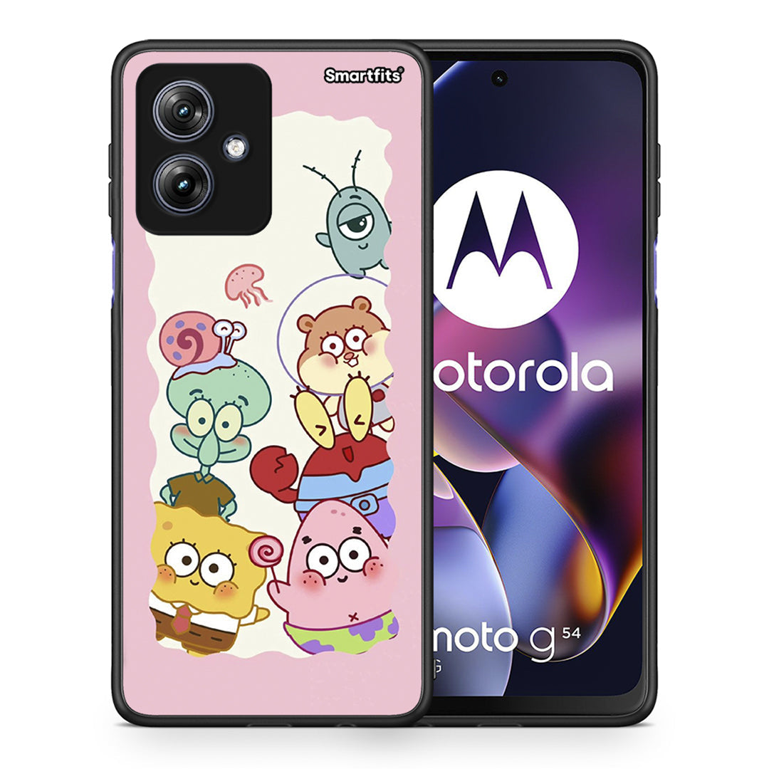 Θήκη Motorola Moto G54 Cute Companion από τη Smartfits με σχέδιο στο πίσω μέρος και μαύρο περίβλημα | Motorola Moto G54 Cute Companion case with colorful back and black bezels