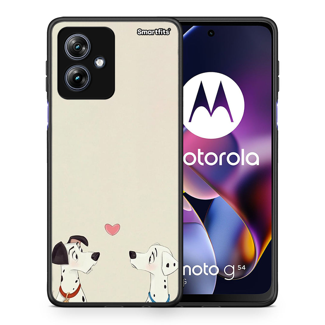 Θήκη Motorola Moto G54 Dalmatians Love από τη Smartfits με σχέδιο στο πίσω μέρος και μαύρο περίβλημα | Motorola Moto G54 Dalmatians Love case with colorful back and black bezels