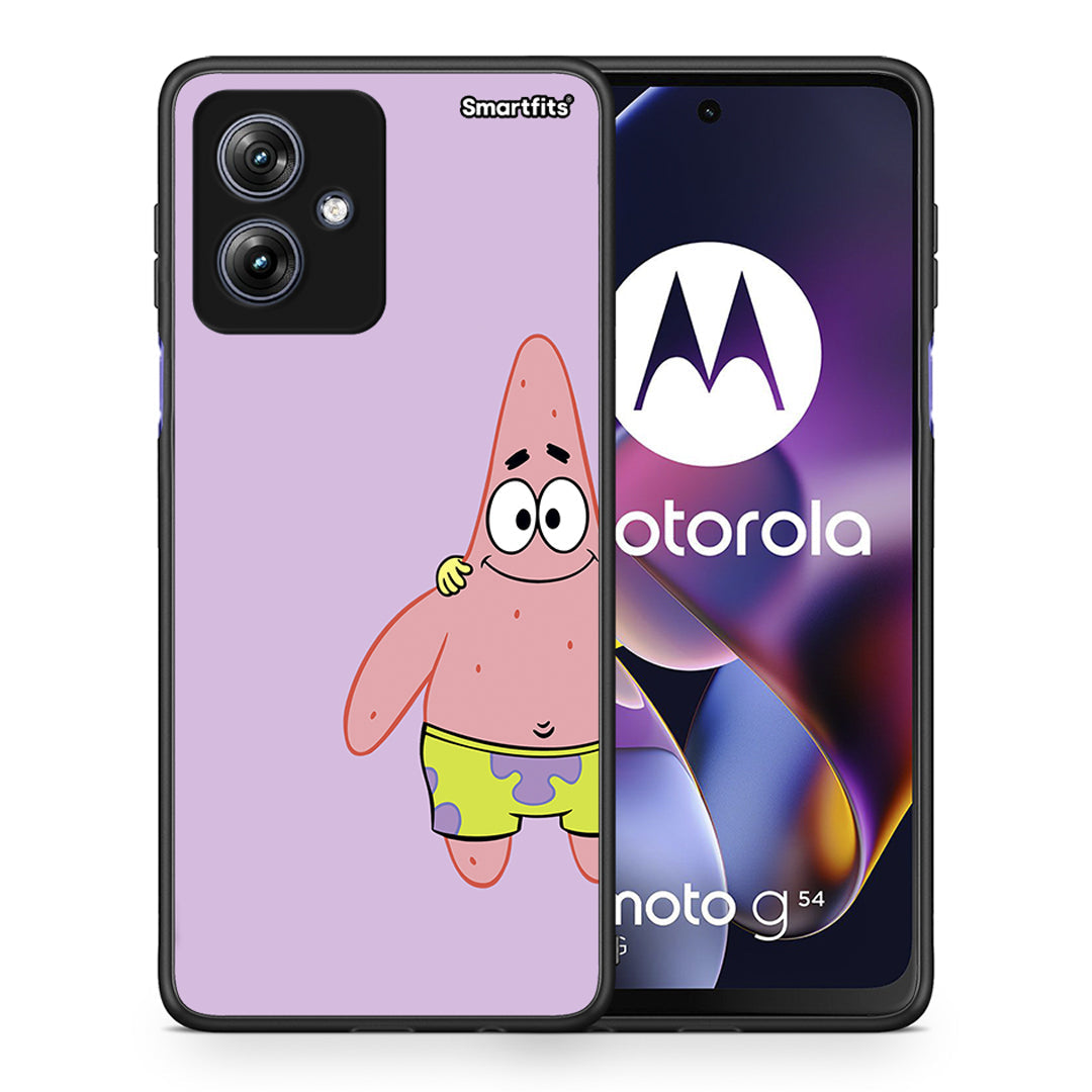 Θήκη Motorola Moto G54 Friends Patrick από τη Smartfits με σχέδιο στο πίσω μέρος και μαύρο περίβλημα | Motorola Moto G54 Friends Patrick case with colorful back and black bezels