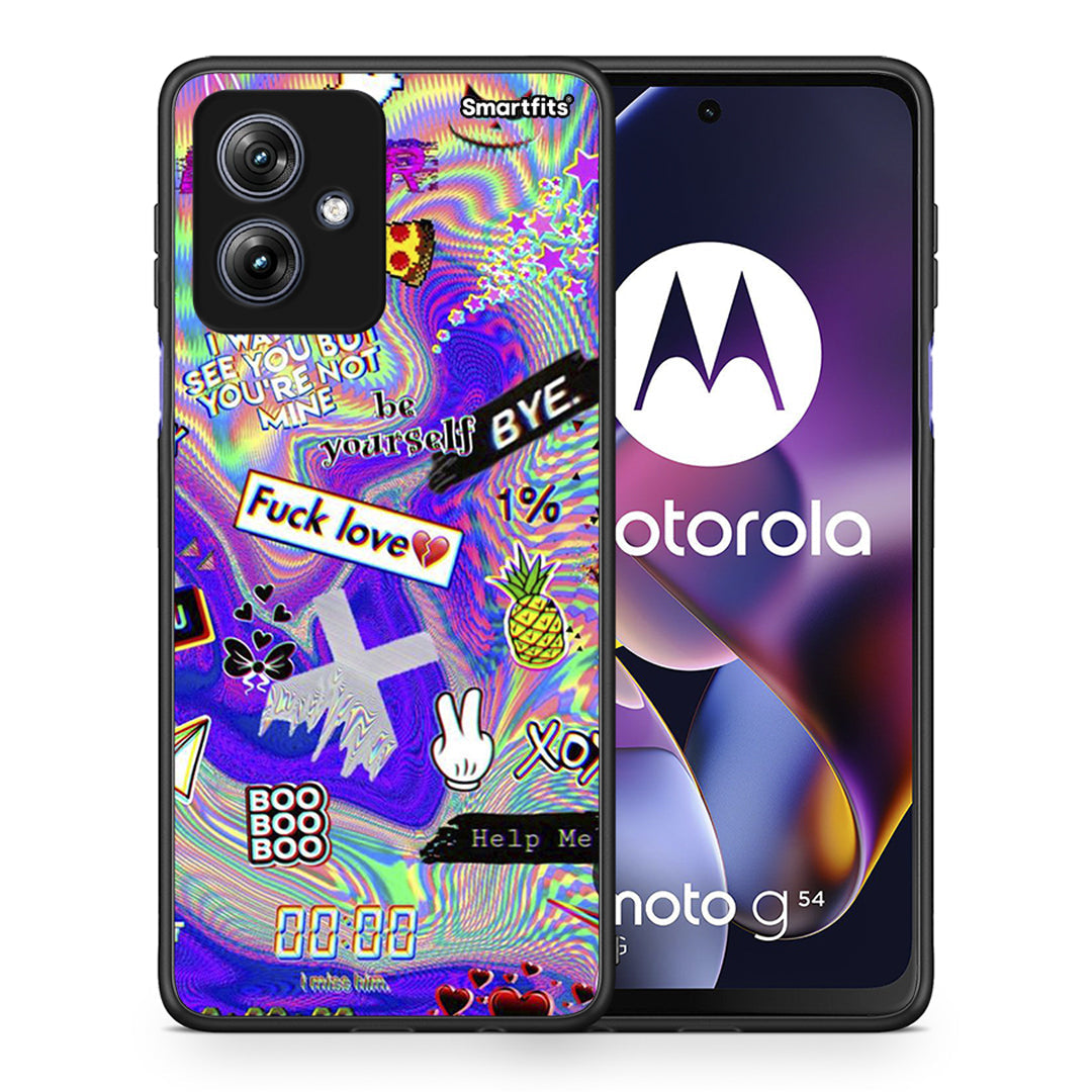 Θήκη Motorola Moto G54 Game Over από τη Smartfits με σχέδιο στο πίσω μέρος και μαύρο περίβλημα | Motorola Moto G54 Game Over case with colorful back and black bezels