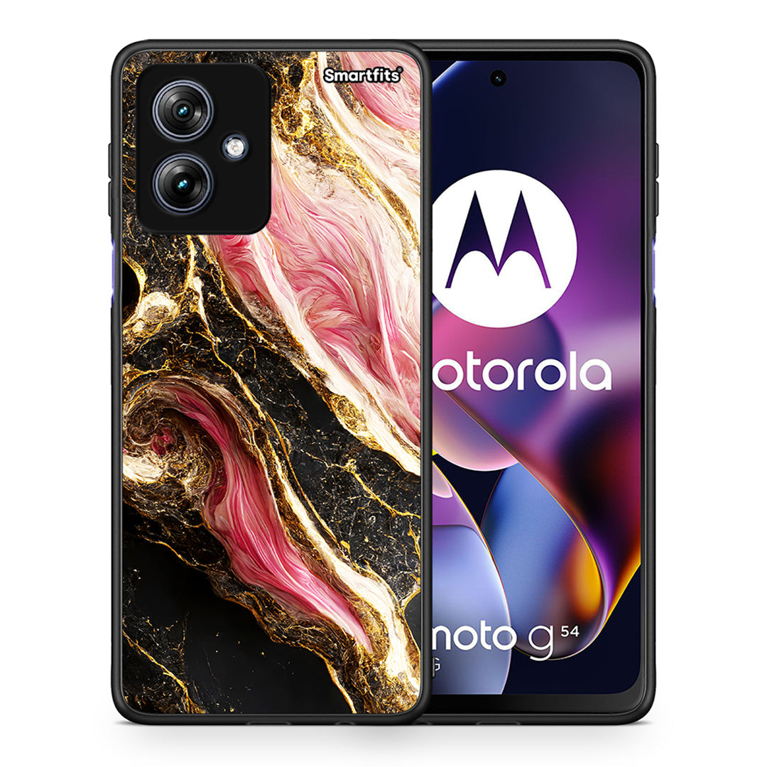 Θήκη Motorola Moto G54 Glamorous Pink Marble από τη Smartfits με σχέδιο στο πίσω μέρος και μαύρο περίβλημα | Motorola Moto G54 Glamorous Pink Marble case with colorful back and black bezels