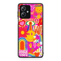 Thumbnail for Motorola Moto G54 Hippie Love θήκη από τη Smartfits με σχέδιο στο πίσω μέρος και μαύρο περίβλημα | Smartphone case with colorful back and black bezels by Smartfits