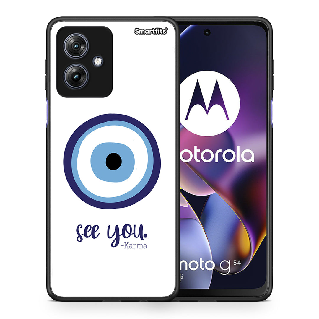 Θήκη Motorola Moto G54 Karma Says από τη Smartfits με σχέδιο στο πίσω μέρος και μαύρο περίβλημα | Motorola Moto G54 Karma Says case with colorful back and black bezels