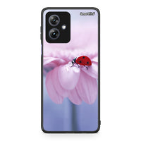 Thumbnail for Motorola Moto G54 Ladybug Flower θήκη από τη Smartfits με σχέδιο στο πίσω μέρος και μαύρο περίβλημα | Smartphone case with colorful back and black bezels by Smartfits