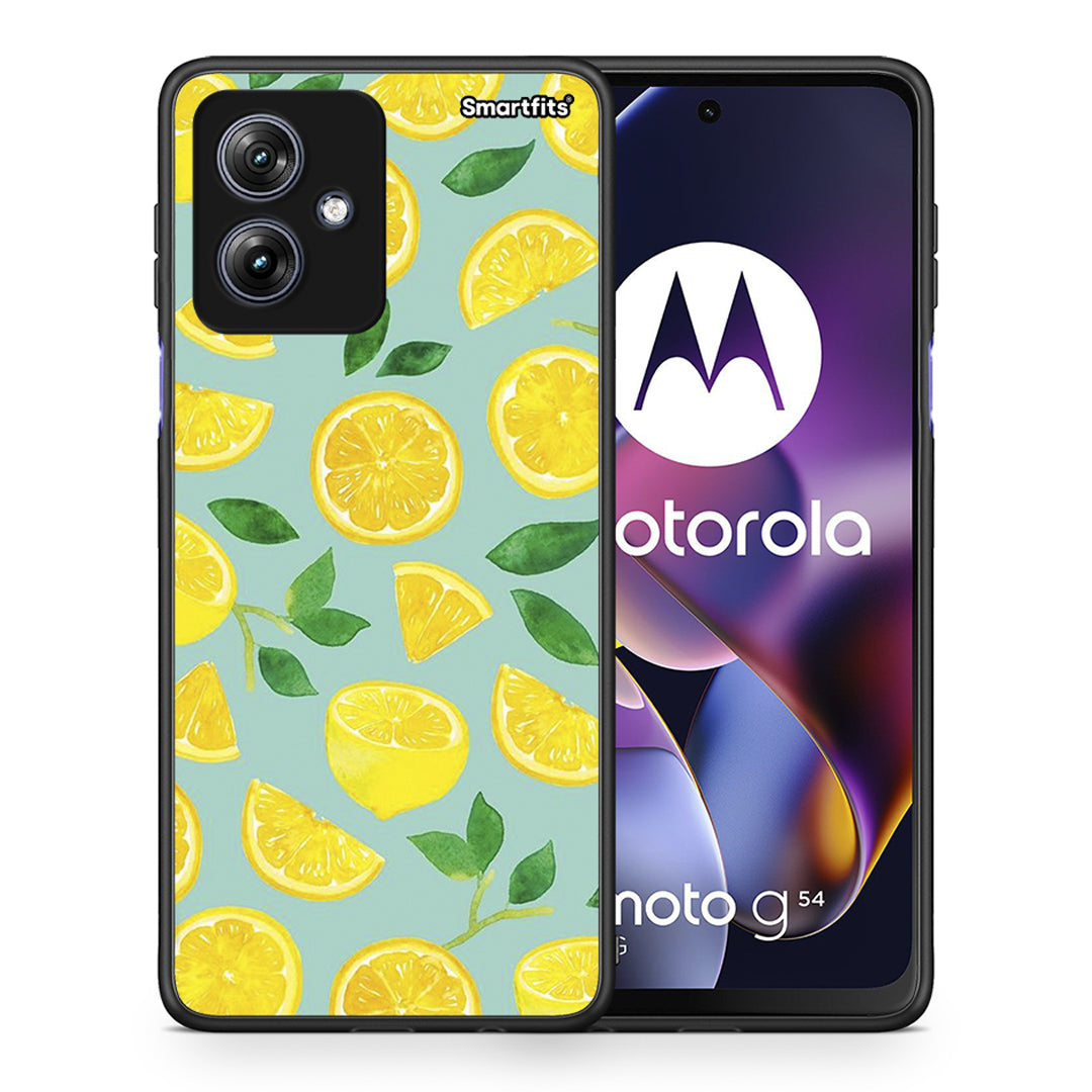 Θήκη Motorola Moto G54 Lemons από τη Smartfits με σχέδιο στο πίσω μέρος και μαύρο περίβλημα | Motorola Moto G54 Lemons case with colorful back and black bezels