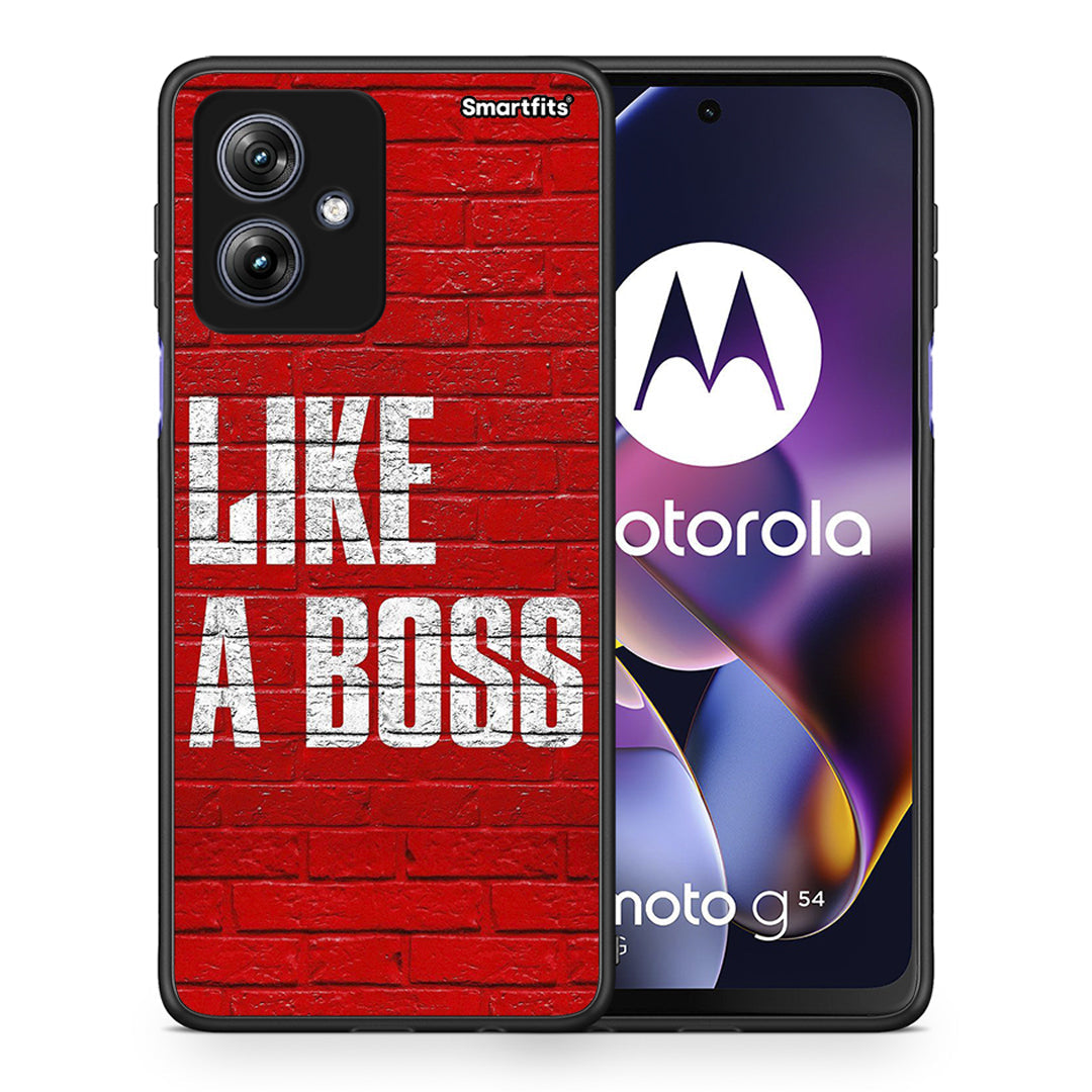 Θήκη Motorola Moto G54 Like A Boss από τη Smartfits με σχέδιο στο πίσω μέρος και μαύρο περίβλημα | Motorola Moto G54 Like A Boss case with colorful back and black bezels