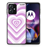 Thumbnail for Θήκη Motorola Moto G54 Lilac Hearts από τη Smartfits με σχέδιο στο πίσω μέρος και μαύρο περίβλημα | Motorola Moto G54 Lilac Hearts case with colorful back and black bezels