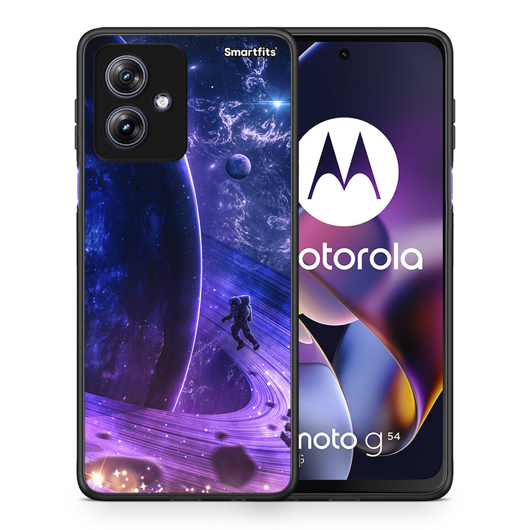 Θήκη Motorola Moto G54 Lost Astronaut από τη Smartfits με σχέδιο στο πίσω μέρος και μαύρο περίβλημα | Motorola Moto G54 Lost Astronaut case with colorful back and black bezels