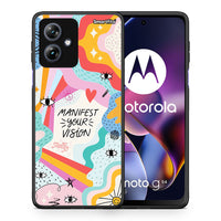 Thumbnail for Θήκη Motorola Moto G54 Manifest Your Vision από τη Smartfits με σχέδιο στο πίσω μέρος και μαύρο περίβλημα | Motorola Moto G54 Manifest Your Vision case with colorful back and black bezels