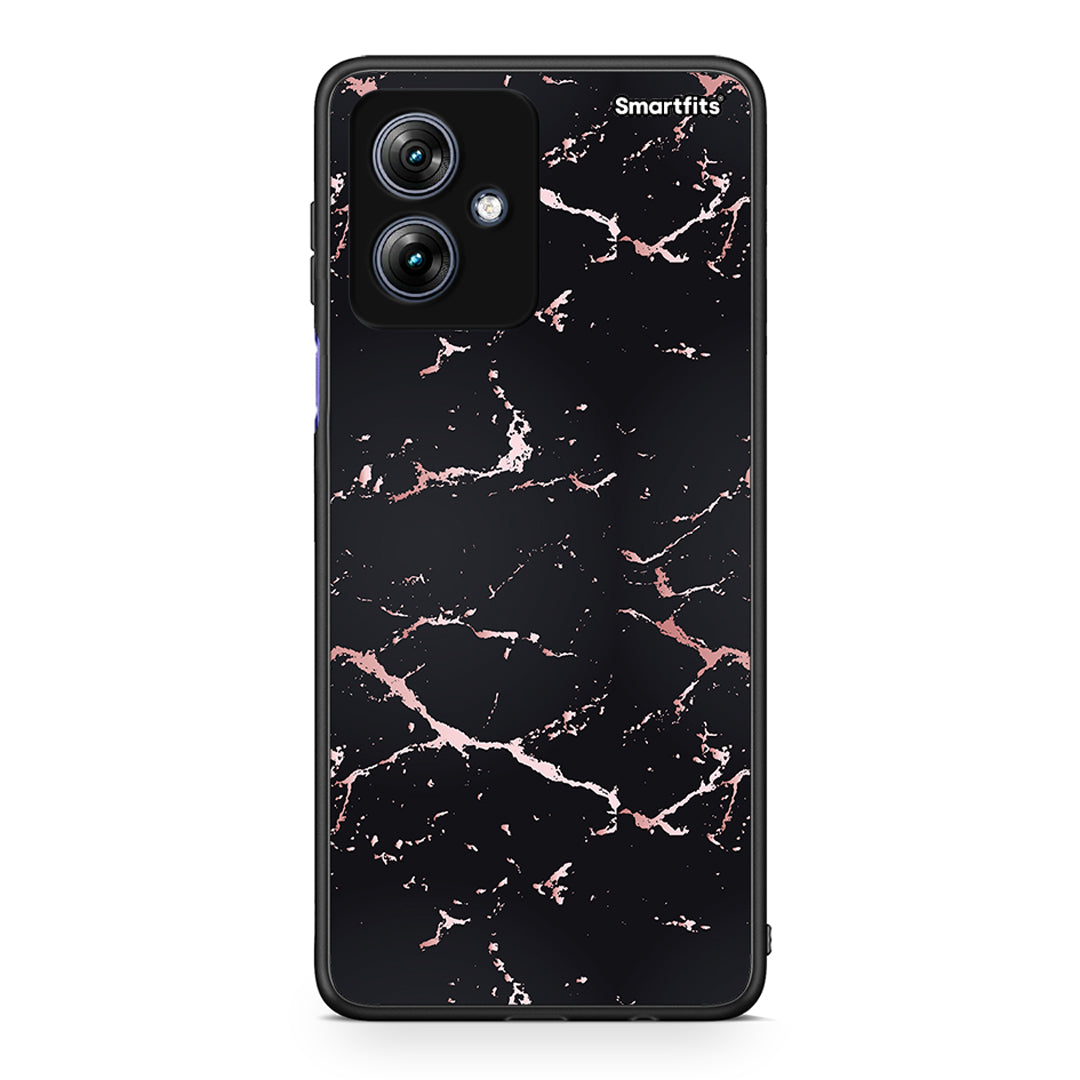 4 - Motorola Moto G54 Black Rosegold Marble case, cover, bumper