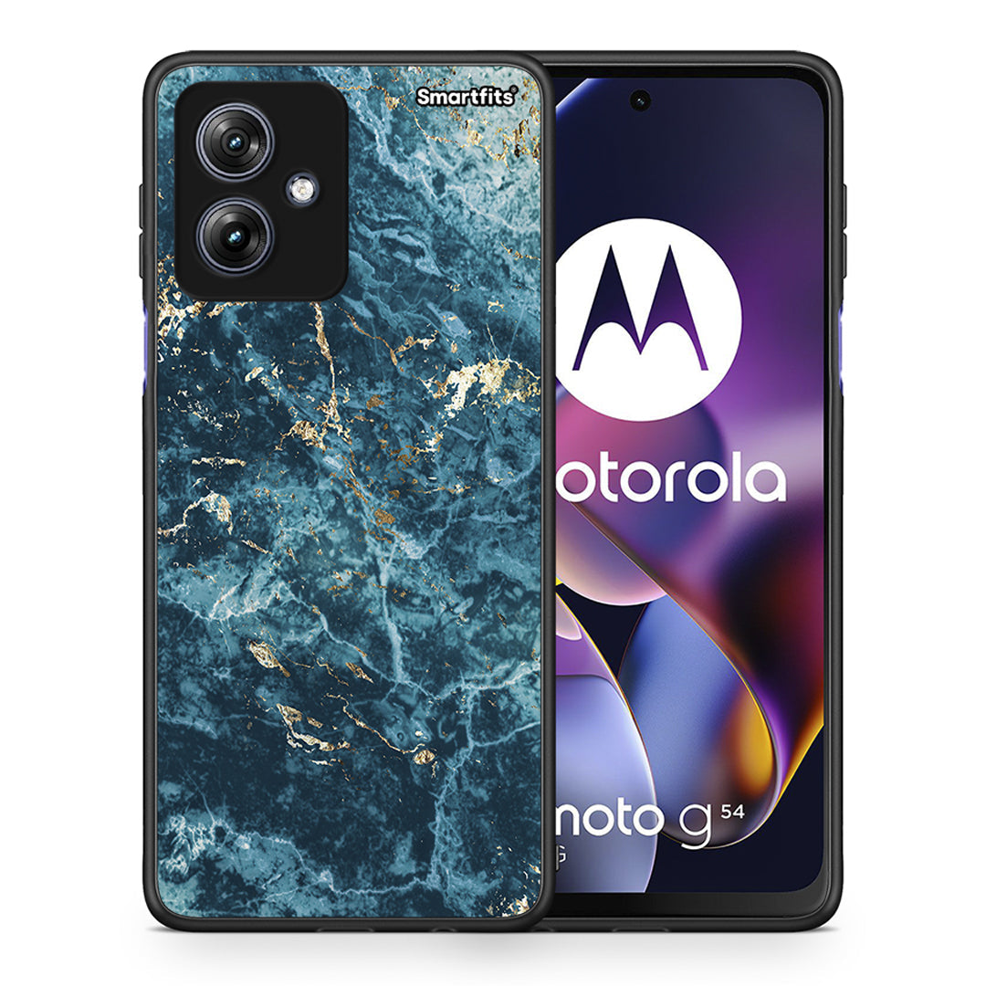 Θήκη Motorola Moto G54 Marble Blue από τη Smartfits με σχέδιο στο πίσω μέρος και μαύρο περίβλημα | Motorola Moto G54 Marble Blue case with colorful back and black bezels