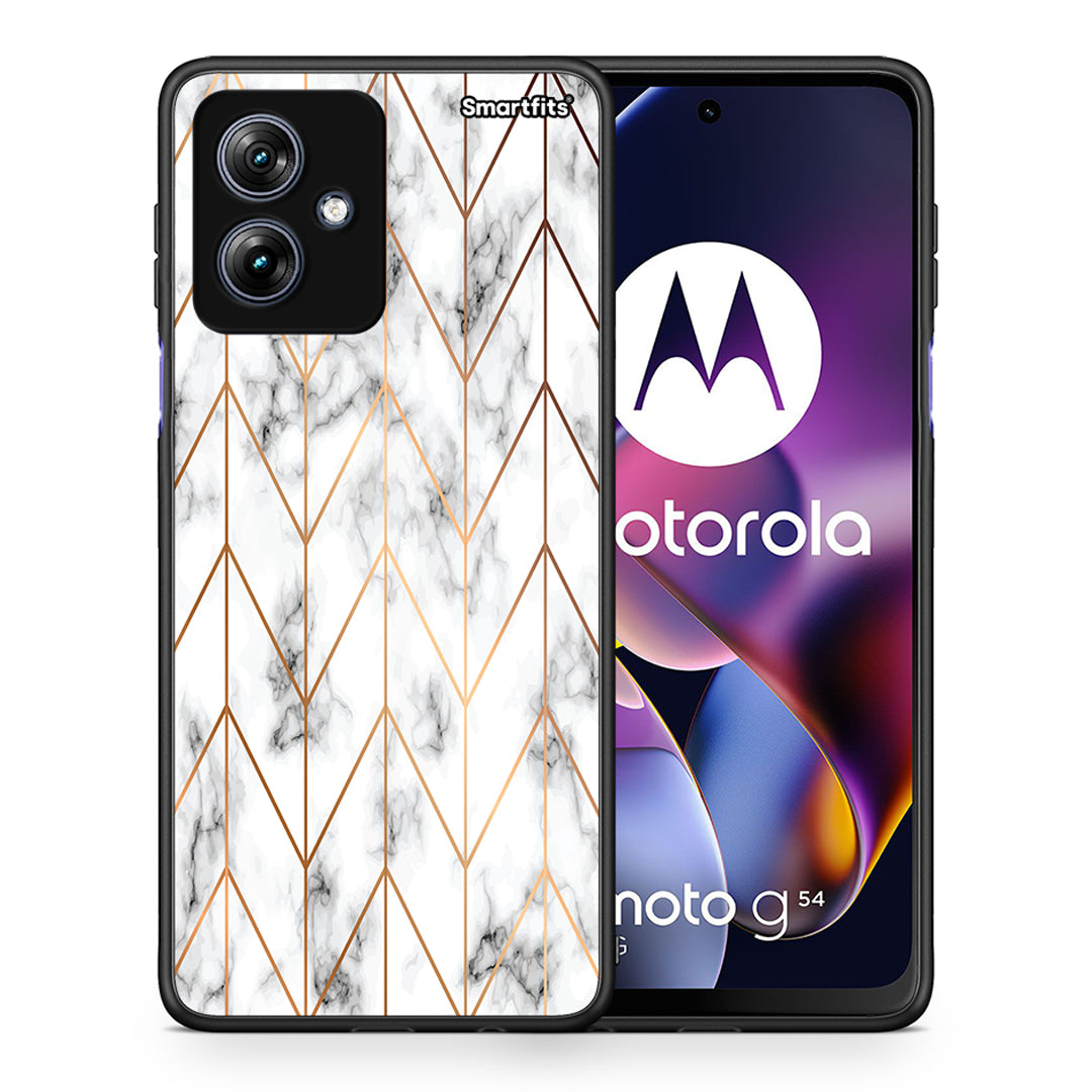 Θήκη Motorola Moto G54 Gold Geometric Marble από τη Smartfits με σχέδιο στο πίσω μέρος και μαύρο περίβλημα | Motorola Moto G54 Gold Geometric Marble case with colorful back and black bezels