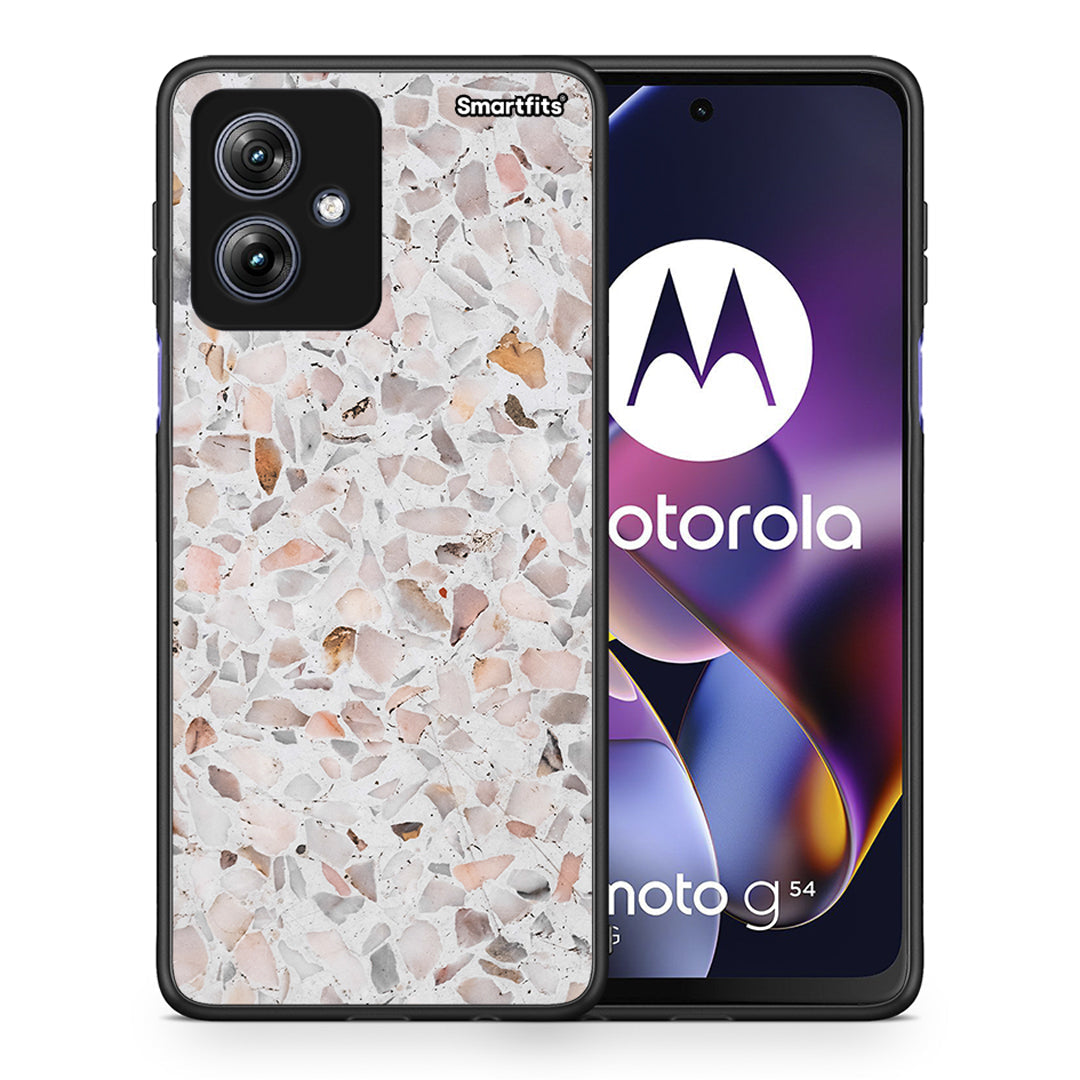 Θήκη Motorola Moto G54 Marble Terrazzo από τη Smartfits με σχέδιο στο πίσω μέρος και μαύρο περίβλημα | Motorola Moto G54 Marble Terrazzo case with colorful back and black bezels