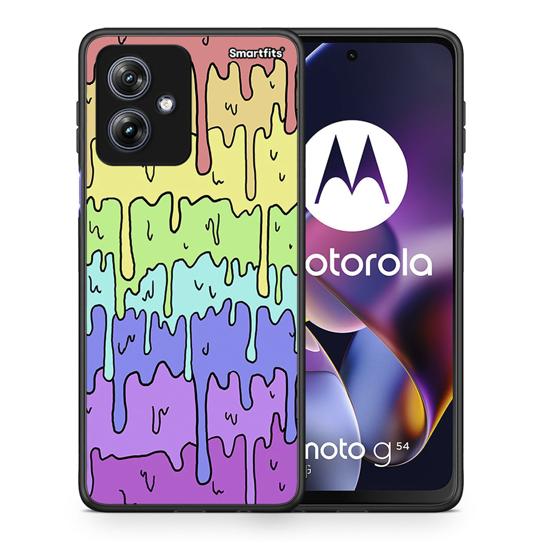 Θήκη Motorola Moto G54 Melting Rainbow από τη Smartfits με σχέδιο στο πίσω μέρος και μαύρο περίβλημα | Motorola Moto G54 Melting Rainbow case with colorful back and black bezels