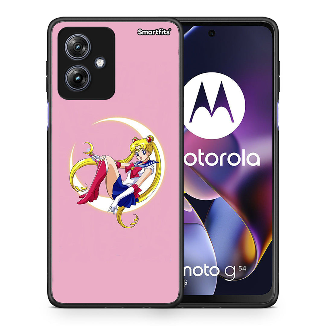 Θήκη Motorola Moto G54 Moon Girl από τη Smartfits με σχέδιο στο πίσω μέρος και μαύρο περίβλημα | Motorola Moto G54 Moon Girl case with colorful back and black bezels