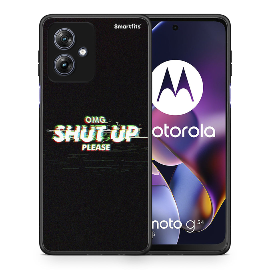 Θήκη Motorola Moto G54 OMG ShutUp από τη Smartfits με σχέδιο στο πίσω μέρος και μαύρο περίβλημα | Motorola Moto G54 OMG ShutUp case with colorful back and black bezels