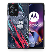 Thumbnail for Θήκη Motorola Moto G54 Lion Designer PopArt από τη Smartfits με σχέδιο στο πίσω μέρος και μαύρο περίβλημα | Motorola Moto G54 Lion Designer PopArt case with colorful back and black bezels
