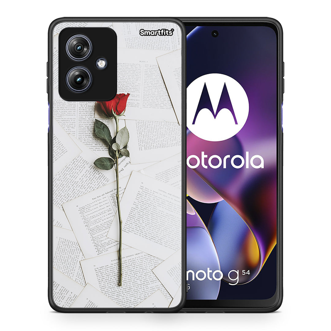 Θήκη Motorola Moto G54 Red Rose από τη Smartfits με σχέδιο στο πίσω μέρος και μαύρο περίβλημα | Motorola Moto G54 Red Rose case with colorful back and black bezels