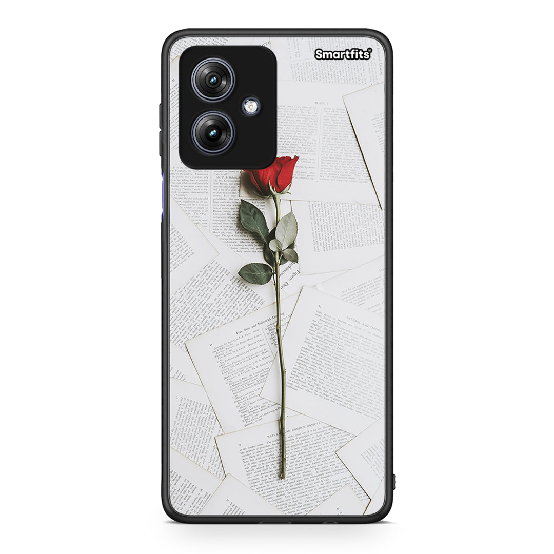 Motorola Moto G54 Red Rose θήκη από τη Smartfits με σχέδιο στο πίσω μέρος και μαύρο περίβλημα | Smartphone case with colorful back and black bezels by Smartfits