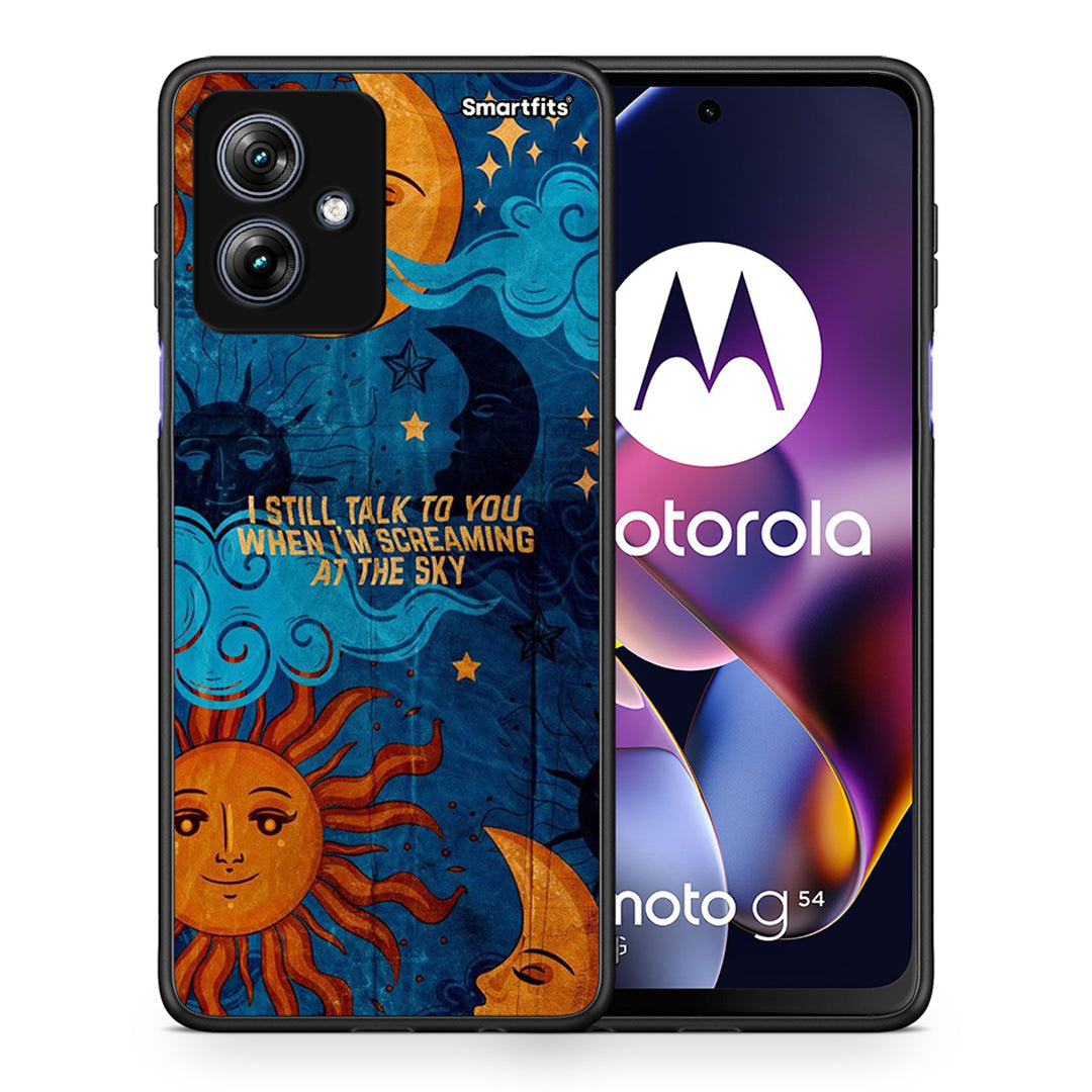 Θήκη Motorola Moto G54 Screaming Sky από τη Smartfits με σχέδιο στο πίσω μέρος και μαύρο περίβλημα | Motorola Moto G54 Screaming Sky case with colorful back and black bezels