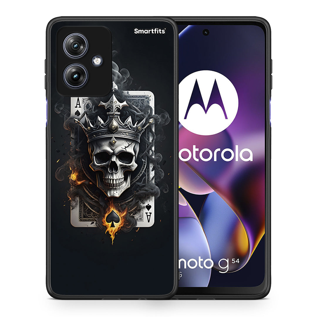 Θήκη Motorola Moto G54 Skull King Ace από τη Smartfits με σχέδιο στο πίσω μέρος και μαύρο περίβλημα | Motorola Moto G54 Skull King Ace case with colorful back and black bezels