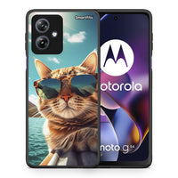 Thumbnail for Θήκη Motorola Moto G54 Summer Cat από τη Smartfits με σχέδιο στο πίσω μέρος και μαύρο περίβλημα | Motorola Moto G54 Summer Cat case with colorful back and black bezels