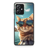 Thumbnail for Motorola Moto G54 Summer Cat θήκη από τη Smartfits με σχέδιο στο πίσω μέρος και μαύρο περίβλημα | Smartphone case with colorful back and black bezels by Smartfits