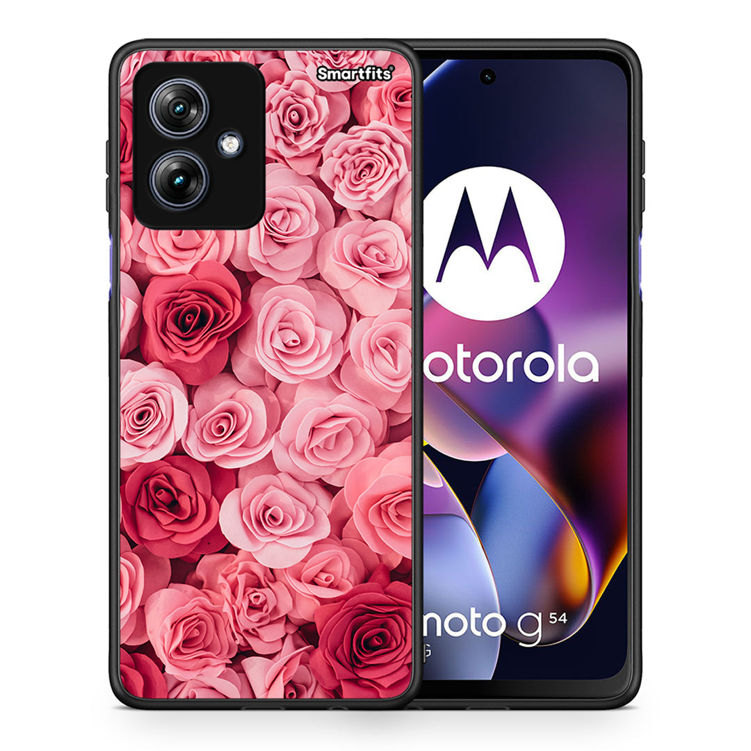 Θήκη Motorola Moto G54 RoseGarden Valentine από τη Smartfits με σχέδιο στο πίσω μέρος και μαύρο περίβλημα | Motorola Moto G54 RoseGarden Valentine case with colorful back and black bezels