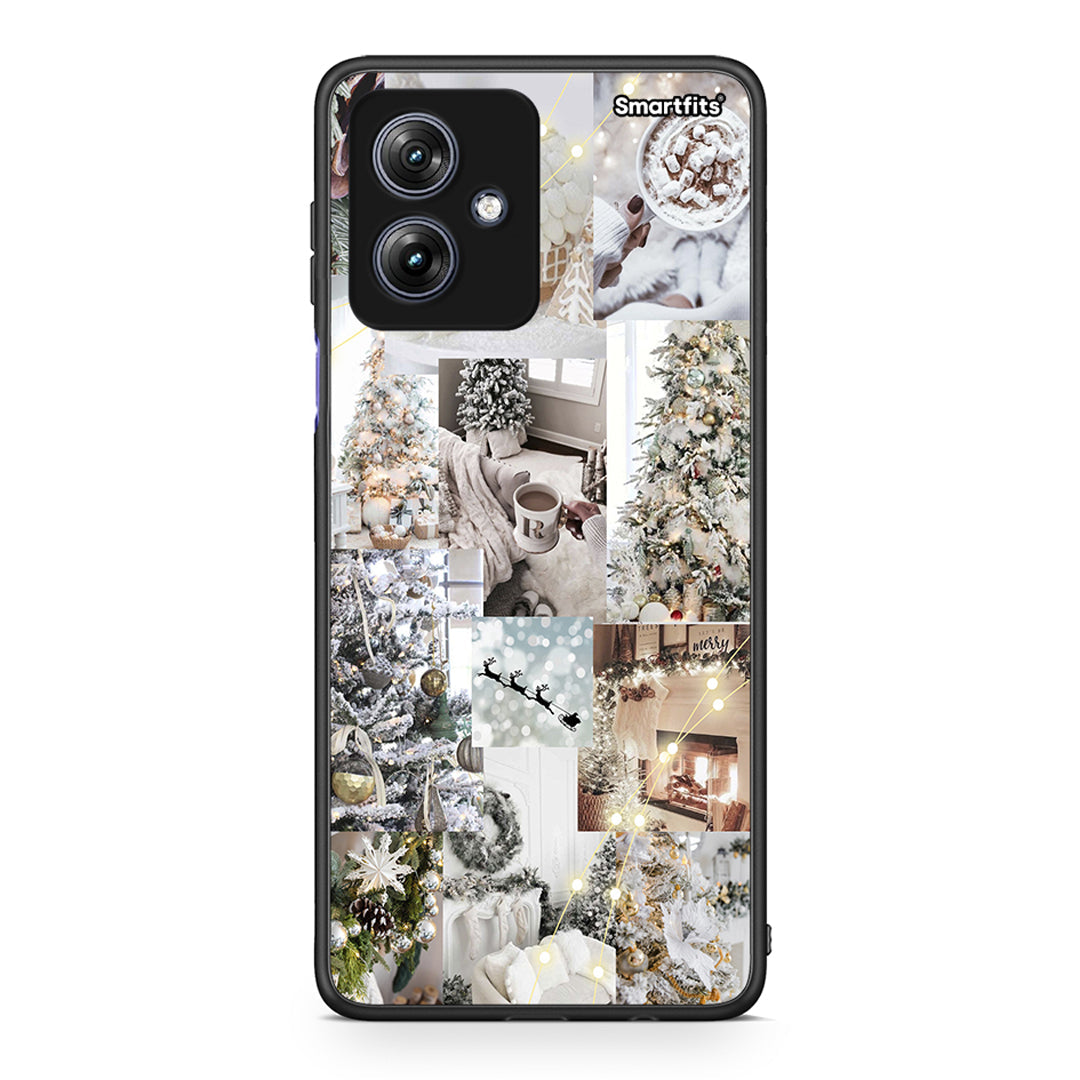 Motorola Moto G54 White Christmas θήκη από τη Smartfits με σχέδιο στο πίσω μέρος και μαύρο περίβλημα | Smartphone case with colorful back and black bezels by Smartfits