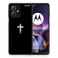 Thumbnail for Θήκη Motorola Moto G54 White Cross από τη Smartfits με σχέδιο στο πίσω μέρος και μαύρο περίβλημα | Motorola Moto G54 White Cross case with colorful back and black bezels