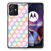 Thumbnail for Θήκη Motorola Moto G54 White Daisies από τη Smartfits με σχέδιο στο πίσω μέρος και μαύρο περίβλημα | Motorola Moto G54 White Daisies case with colorful back and black bezels