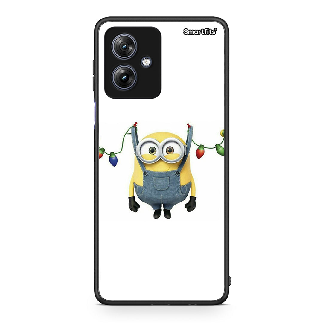 Motorola Moto G54 Xmas Minion Lights θήκη από τη Smartfits με σχέδιο στο πίσω μέρος και μαύρο περίβλημα | Smartphone case with colorful back and black bezels by Smartfits