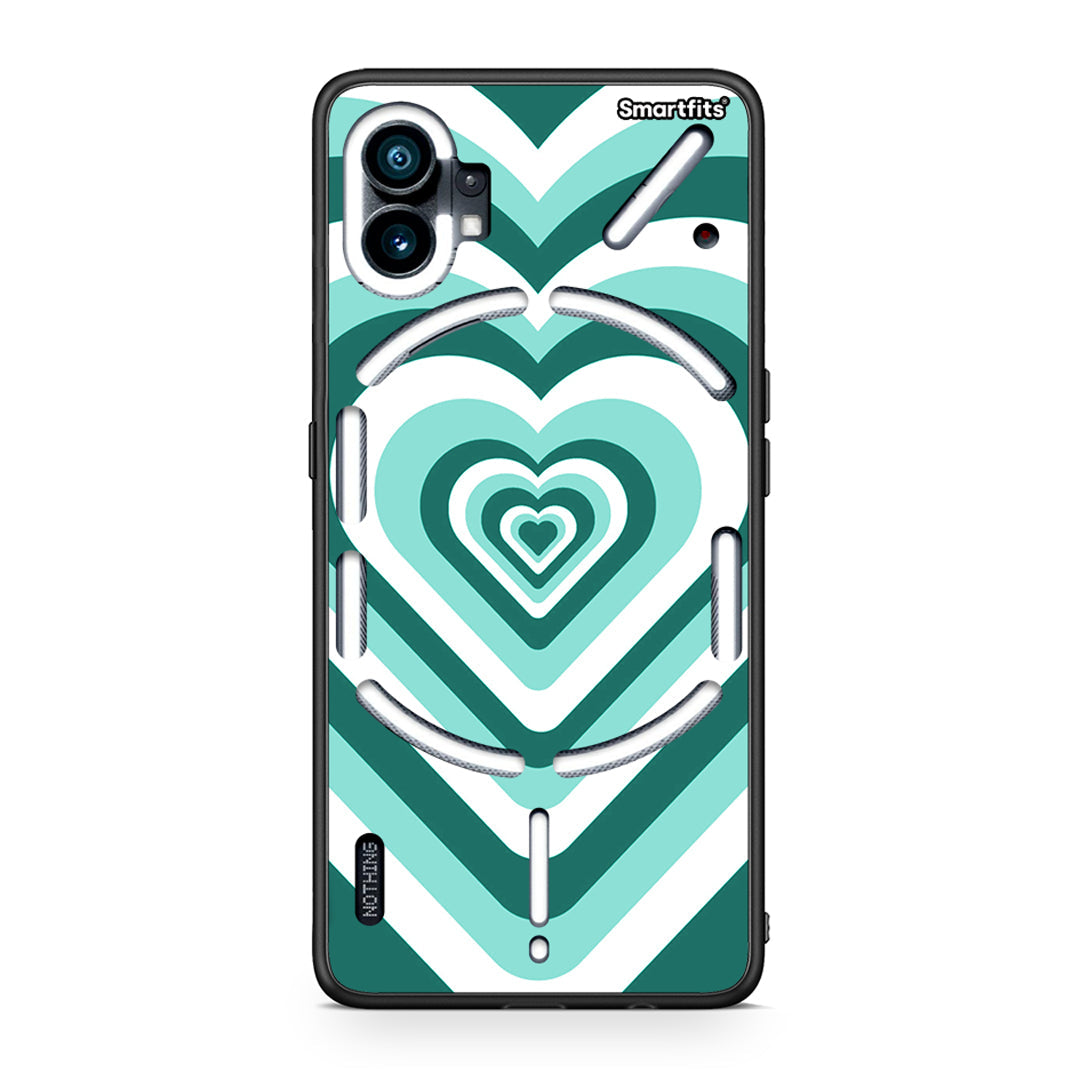 Nothing Phone 1 Green Hearts θήκη από τη Smartfits με σχέδιο στο πίσω μέρος και μαύρο περίβλημα | Smartphone case with colorful back and black bezels by Smartfits