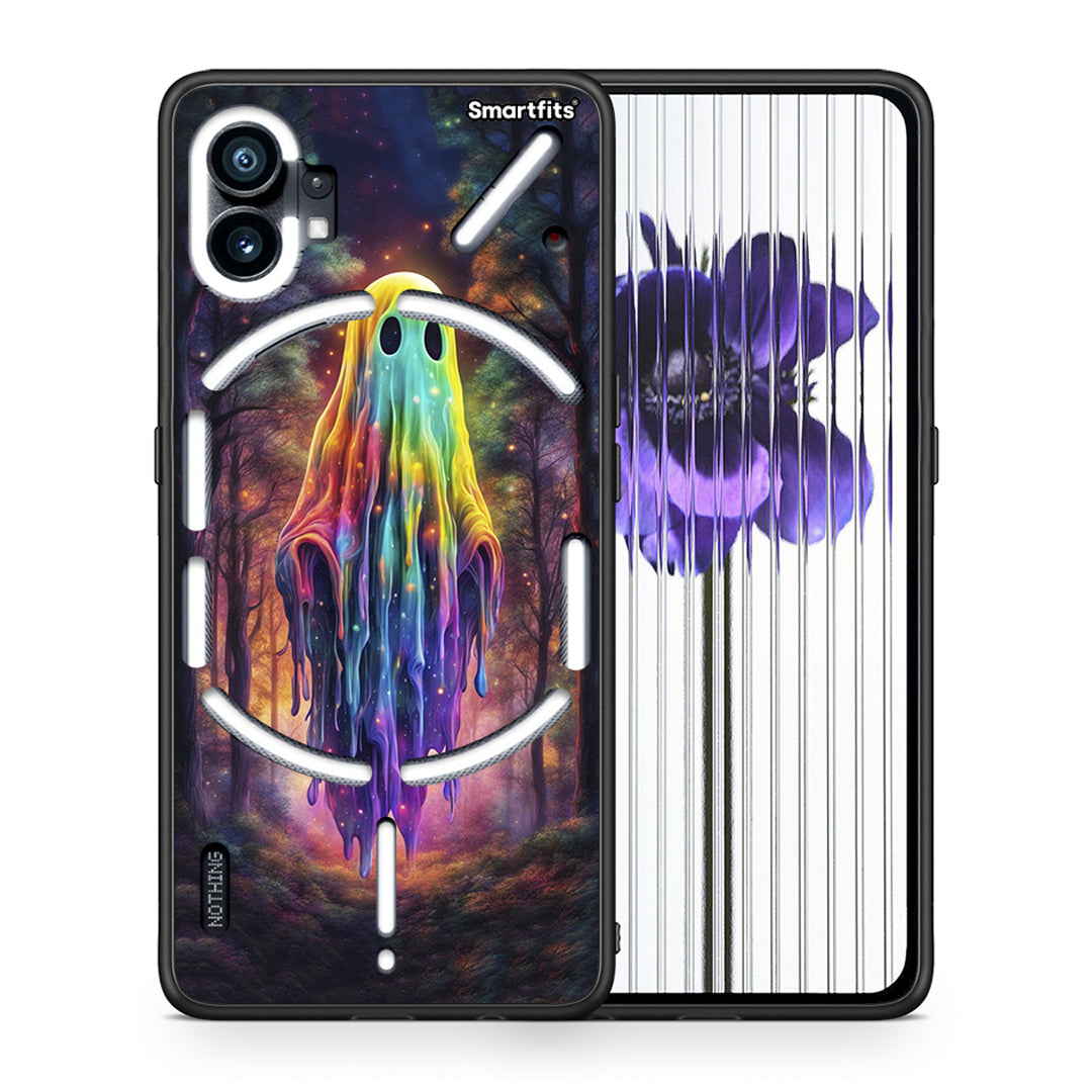 Θήκη Nothing Phone 1 Halloween Ghost από τη Smartfits με σχέδιο στο πίσω μέρος και μαύρο περίβλημα | Nothing Phone 1 Halloween Ghost case with colorful back and black bezels