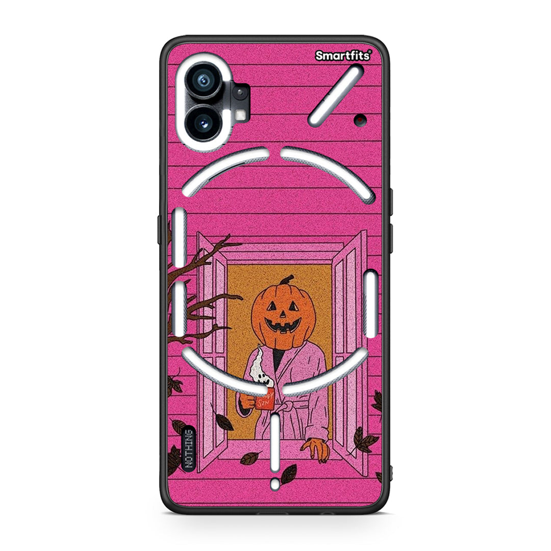 Nothing Phone 1 Halloween Pumpkin Lady Θήκη από τη Smartfits με σχέδιο στο πίσω μέρος και μαύρο περίβλημα | Smartphone case with colorful back and black bezels by Smartfits