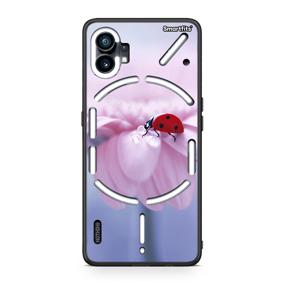Nothing Phone 1 Ladybug Flower θήκη από τη Smartfits με σχέδιο στο πίσω μέρος και μαύρο περίβλημα | Smartphone case with colorful back and black bezels by Smartfits