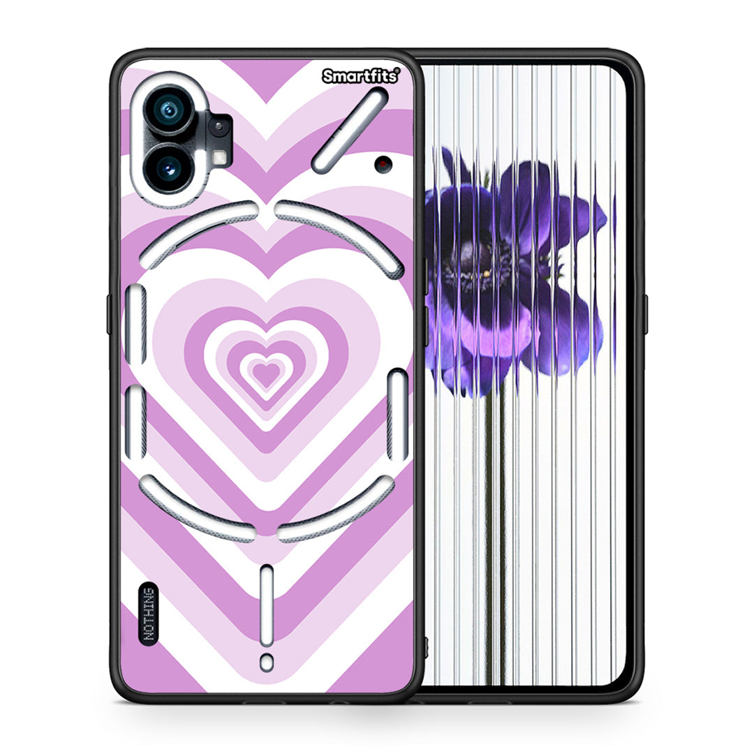Θήκη Nothing Phone 1 Lilac Hearts από τη Smartfits με σχέδιο στο πίσω μέρος και μαύρο περίβλημα | Nothing Phone 1 Lilac Hearts case with colorful back and black bezels