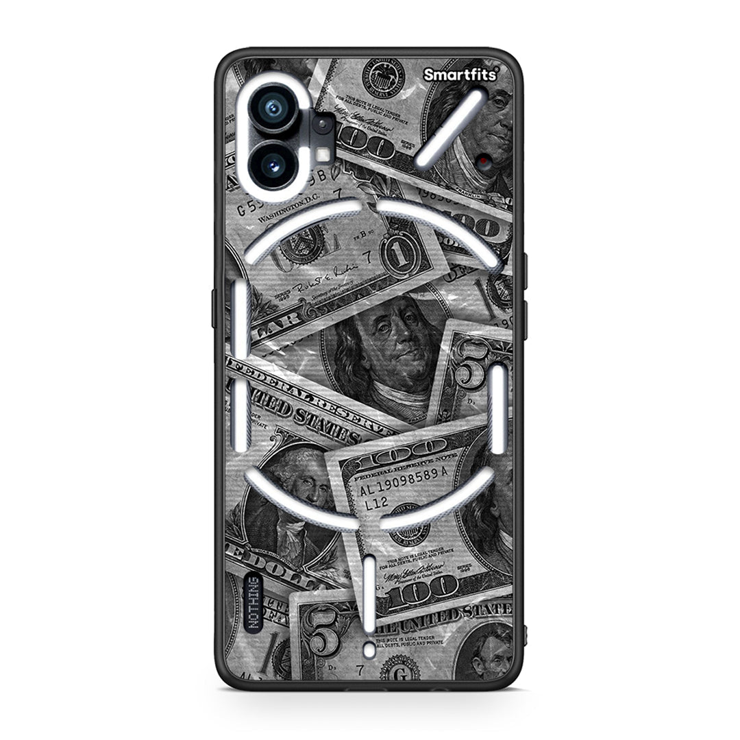 Nothing Phone 1 Money Dollars θήκη από τη Smartfits με σχέδιο στο πίσω μέρος και μαύρο περίβλημα | Smartphone case with colorful back and black bezels by Smartfits