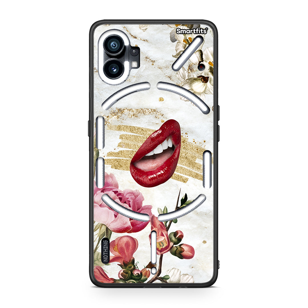 Nothing Phone 1 Red Lips θήκη από τη Smartfits με σχέδιο στο πίσω μέρος και μαύρο περίβλημα | Smartphone case with colorful back and black bezels by Smartfits